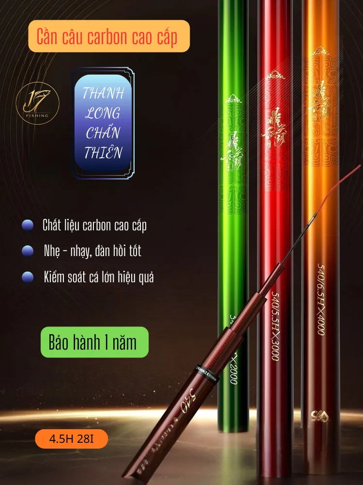 Cần Câu Carbon Thanh Long Chấn Thiên – Nhẹ Nhạy, Kiểm Soát Cá Lớn Vượt Trội
