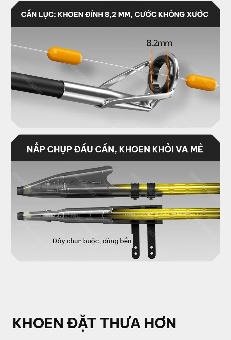 Khoen đỉnh 8,2 mm và nắp chụp đầu cần