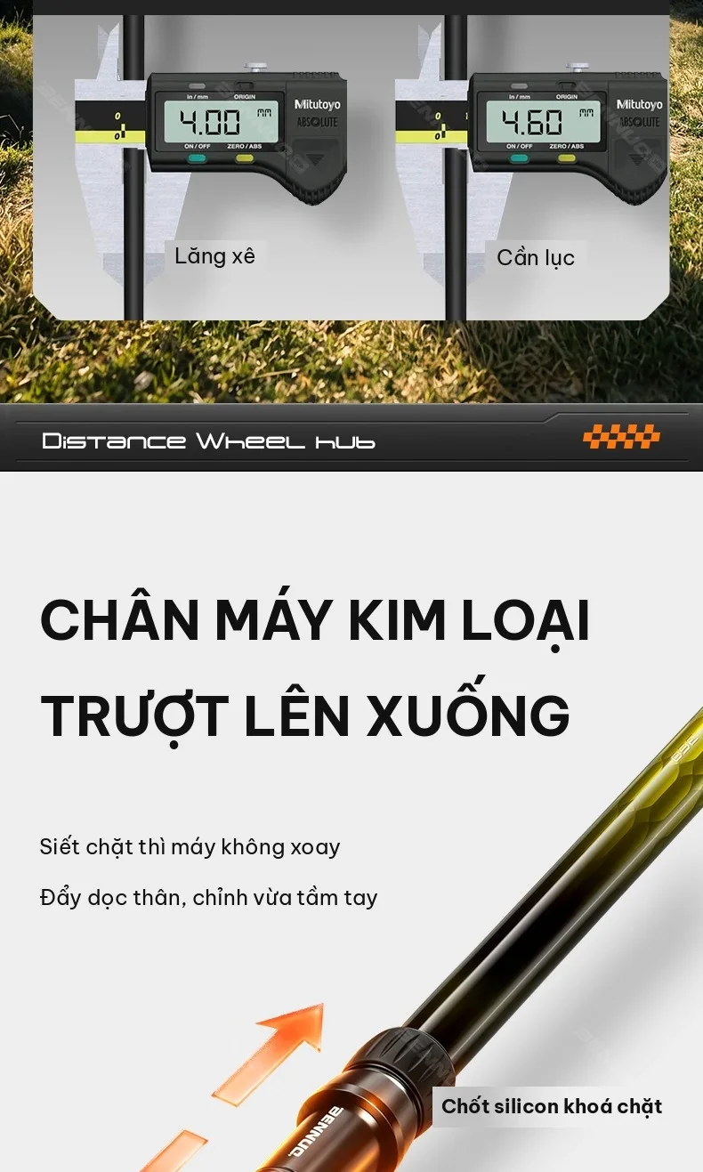 Đo ngọn cần và chân máy kim loại trượt