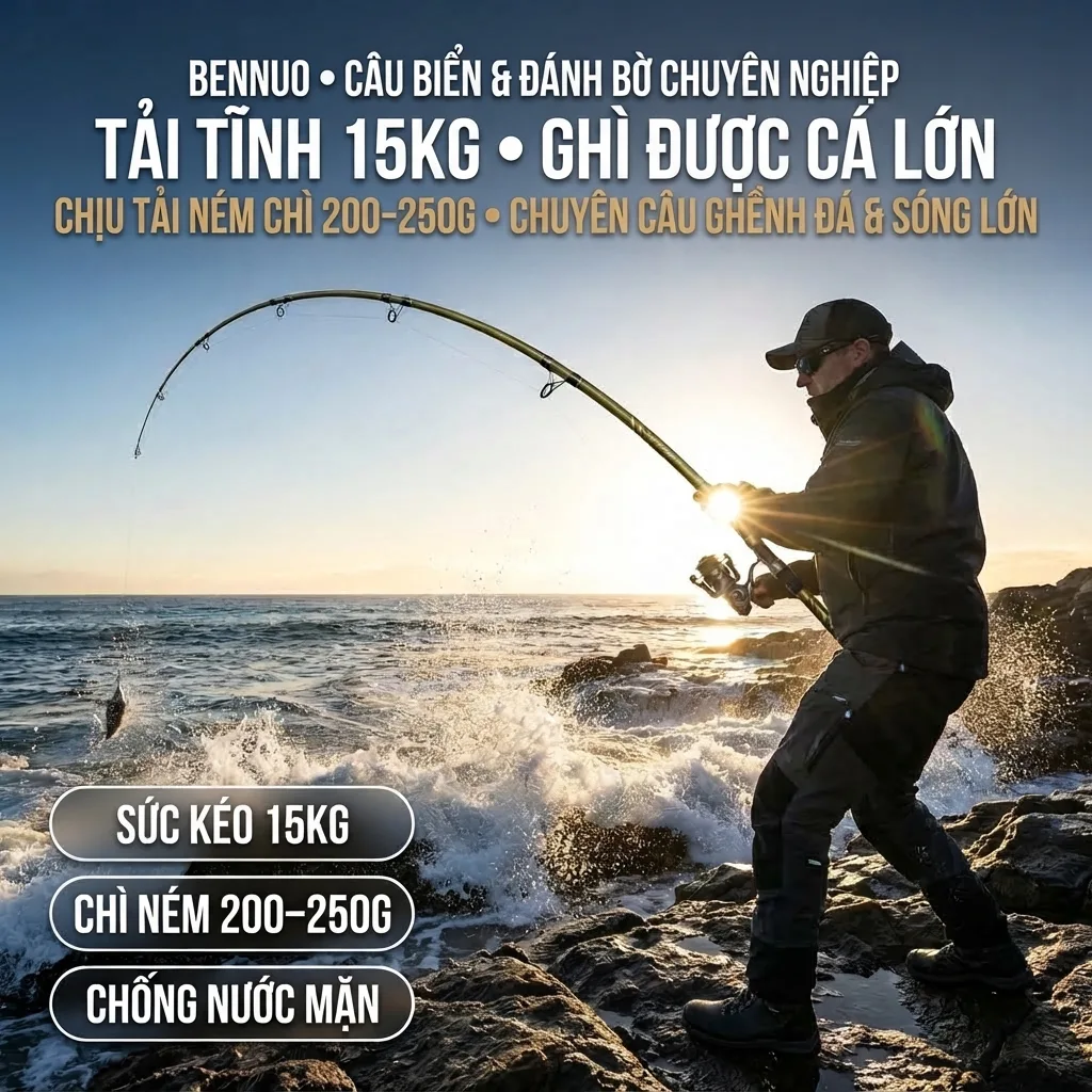 Cần Lăng Xê Và Cần Lục Bennuo – Rút Carbon 4 Đốt, Khoen Gấp, Kéo Tới 15kg — ảnh 4