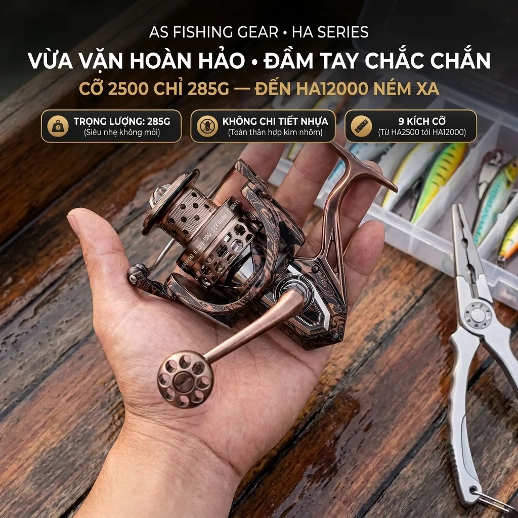 Máy Câu AS Dòng HA – Thân Nhôm Nguyên Khối, Lực Hãm Tới 15kg — ảnh 3