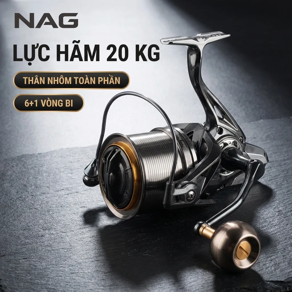 Máy Câu Xuất khẩu NAG Cao Cấp - Thân Nhôm, Lực Hãm 20kg — ảnh 3