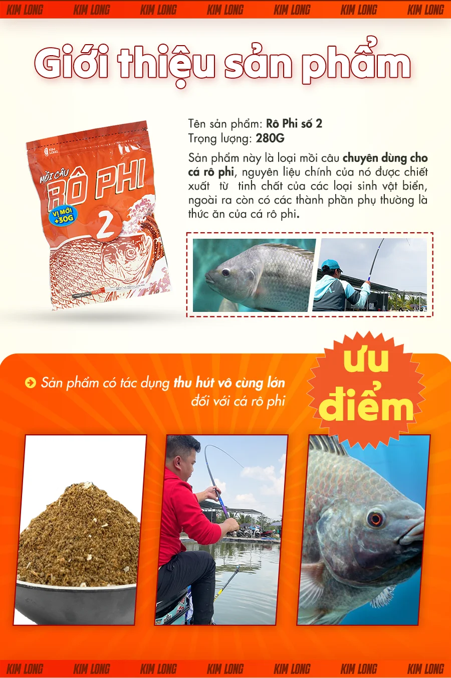 Mồi câu rô phi Kim Long số 2