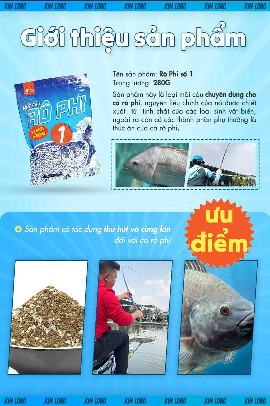 Mồi câu rô phi Kim Long số 1