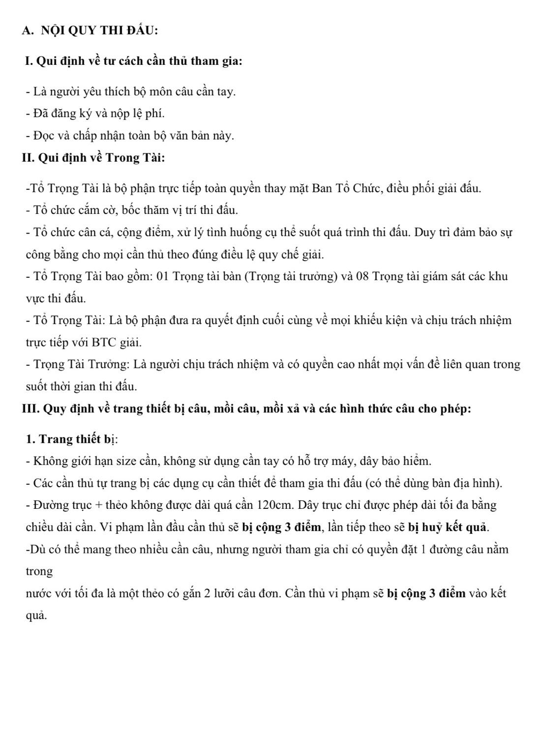nội quy thi đấu cần đơn câu cá lớn 2023 - 1 