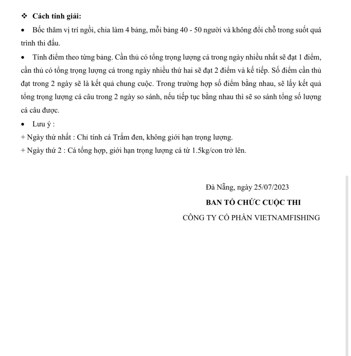 nội quy thi đấu cần đơn câu cá lớn 2023 - 3